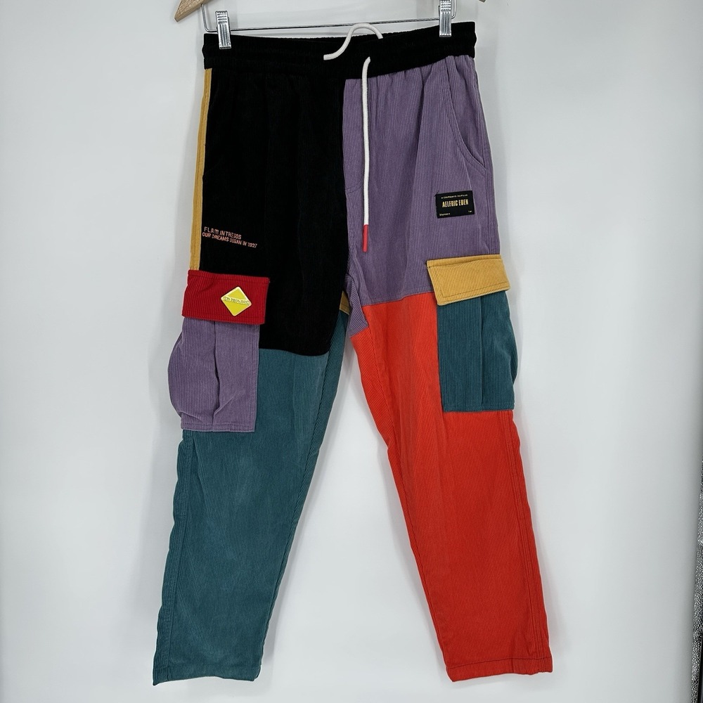 Aelfric Eden Back to 90s Patchwork Color Block Corduroy Cargo Pants Medium